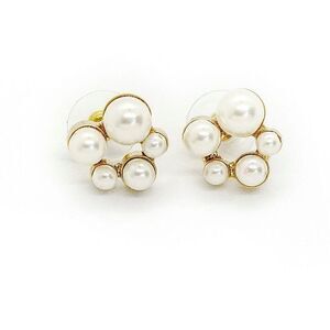 Brides & Hairpins Los Angeles Haven Faux Pearl Cluster 14K Gold Plated Earrings